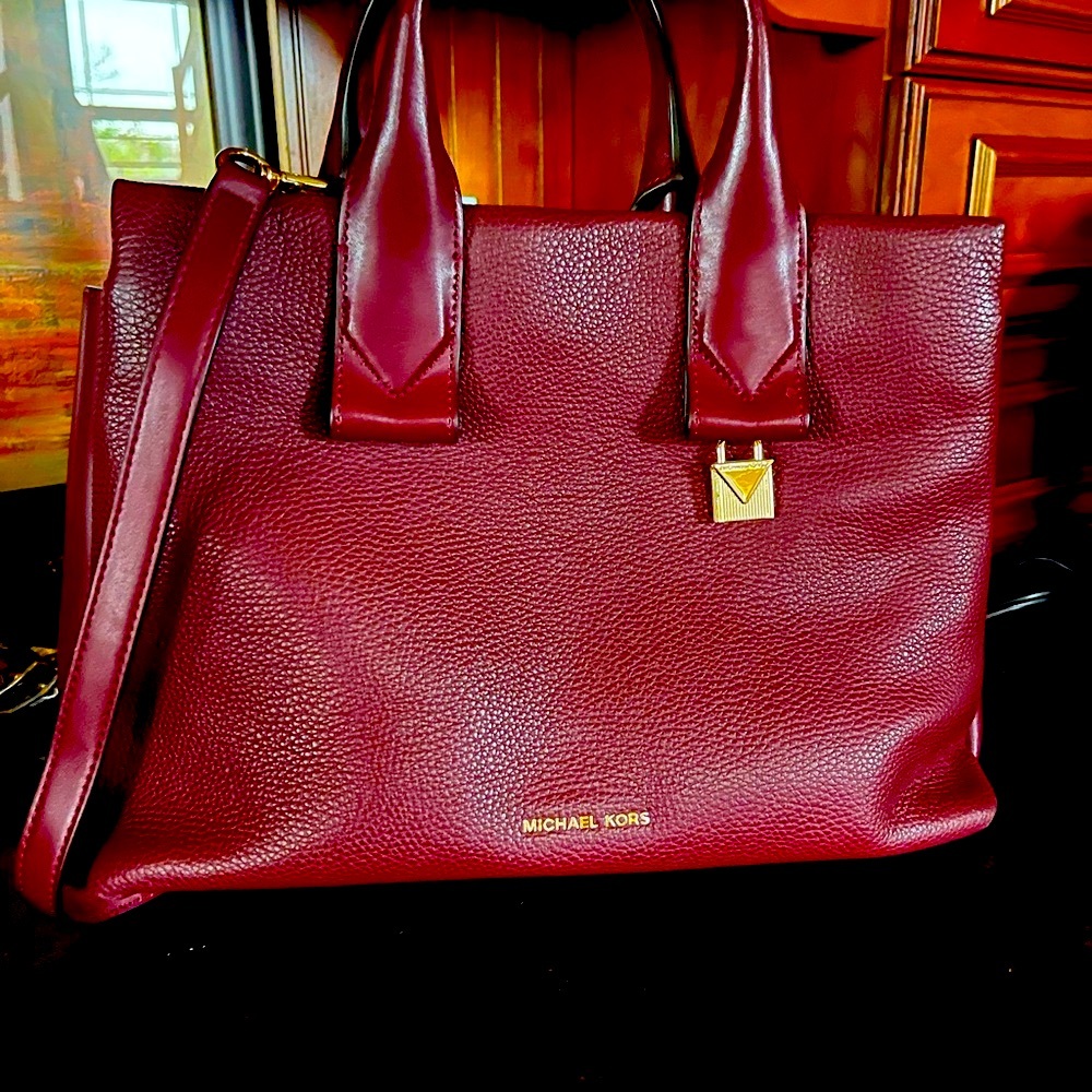Michael Kors Leather Satchel Oxblood